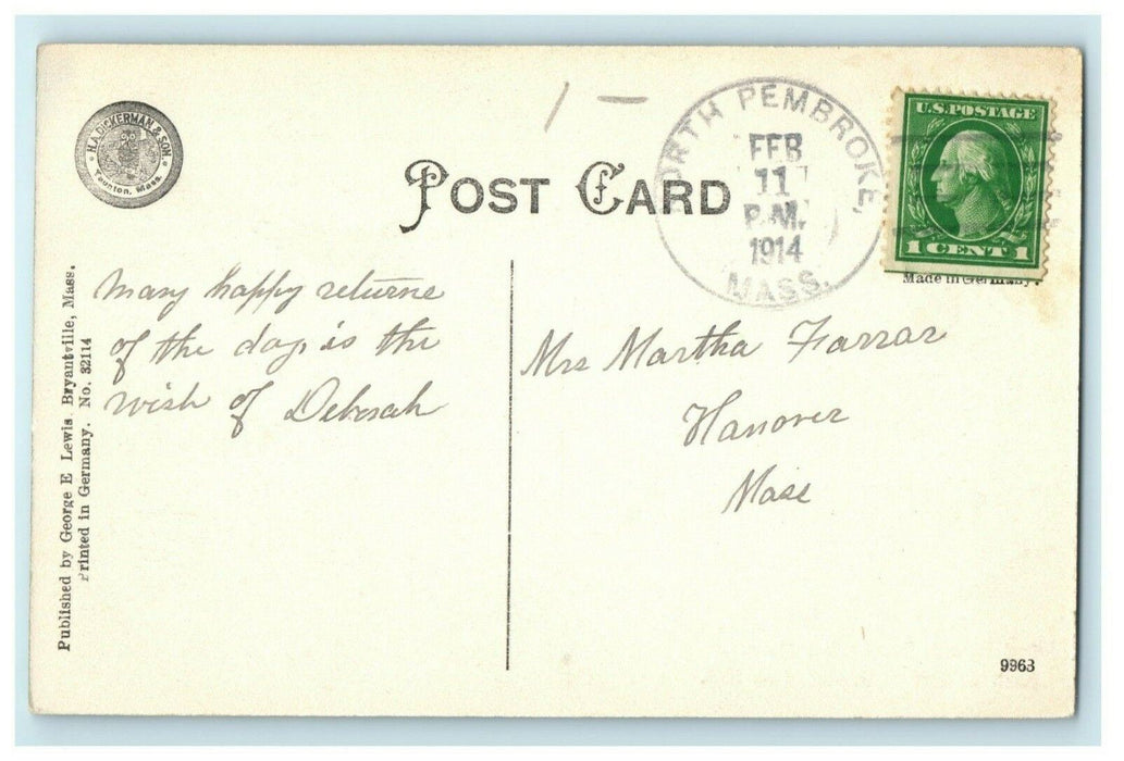 1914 Old Pound North Pembroke Massachusetts MA Posted Antique Postcard