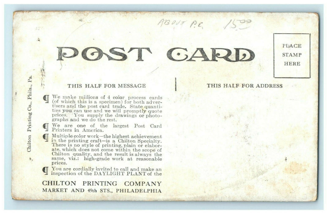 c1910 Chilton Printing Company Philadelphia Pennsylvania PA Advertising Postcard