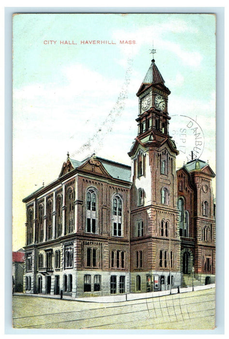1907 City Hall View Haverhill Massachusetts MA Posted Antique Postcard