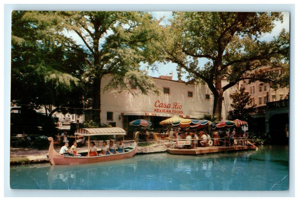 View Of Casa Rio Mexican Foods San Antonio River Texas TX Vintage Postcard