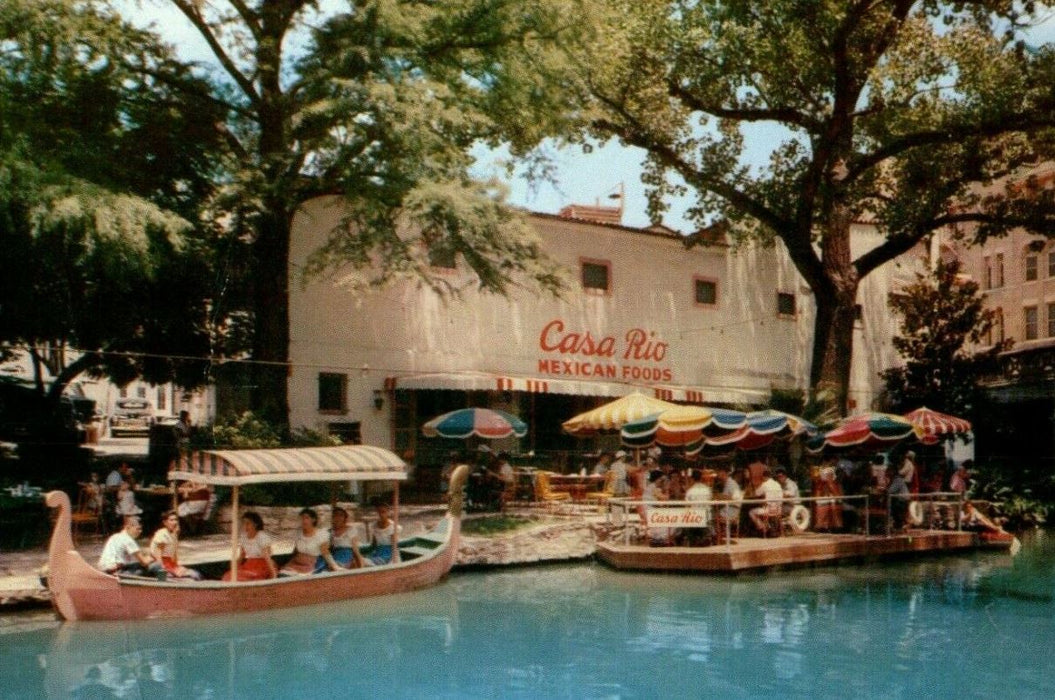 View Of Casa Rio Mexican Foods San Antonio River Texas TX Vintage Postcard