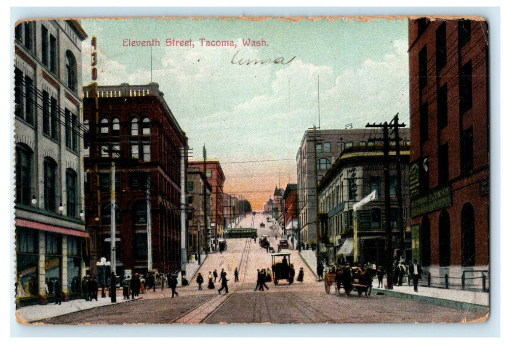 1908 Eleventh Street Tacoma Washington WA Posted Antique Postcard