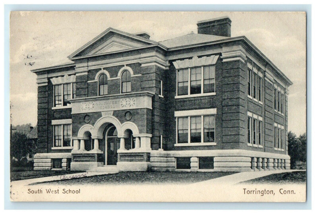 1907 The South West School Campus Torrington Connecticut CT Antique Postcard