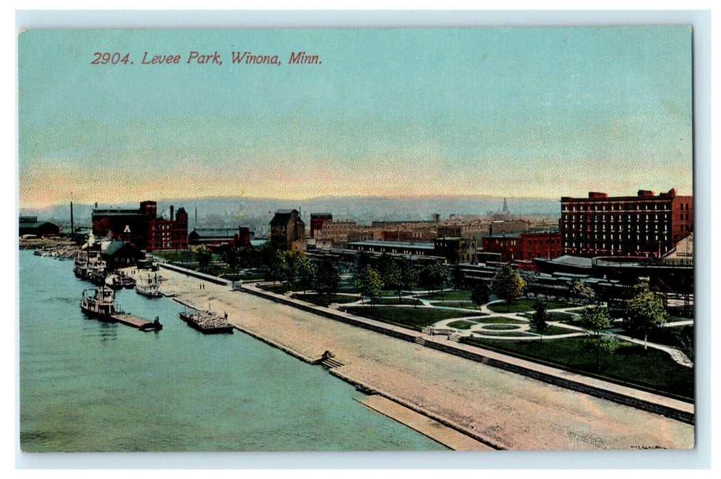 c1910 Levee Park Winona Minnesota MN Posted Antique Postcard