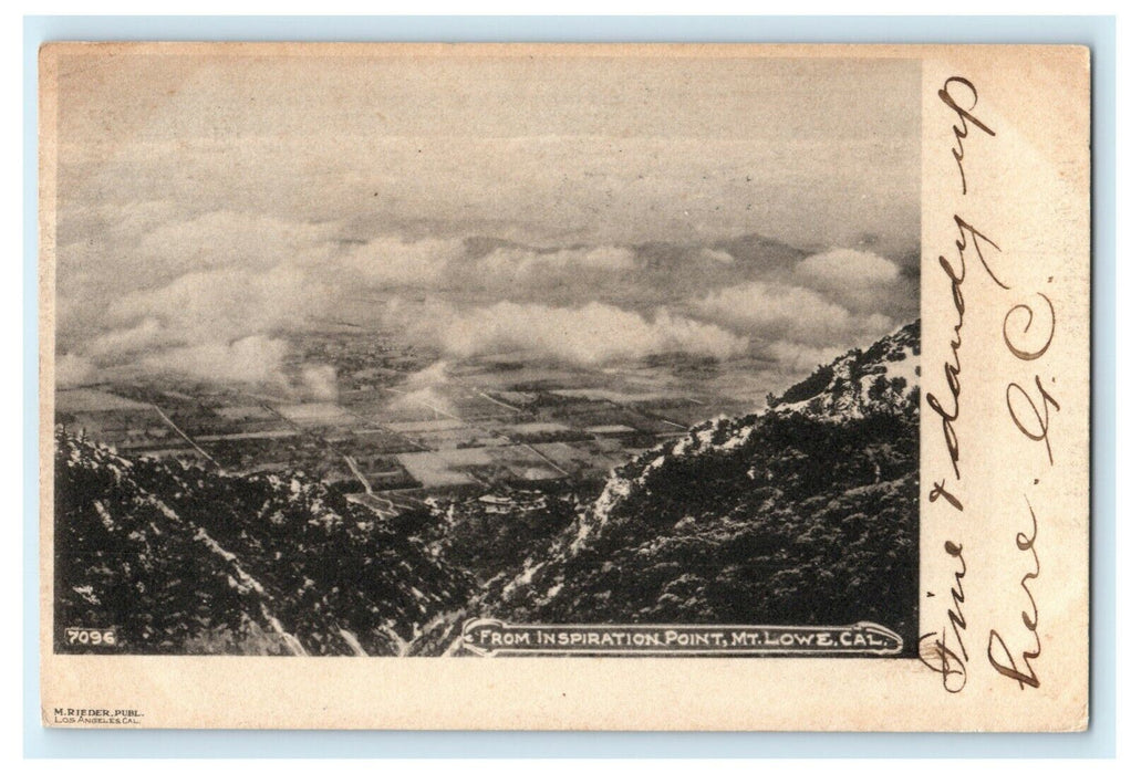 1906 Inspiration Point Mt. Lowe California CA Posted Antique Postcard