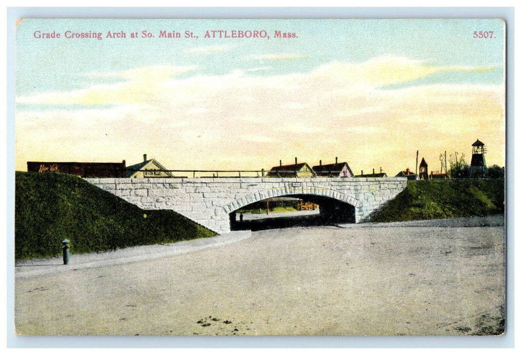 c1910s Grade Crossing Arch at So. Main St. Attleboro, Massachusetts MA Postcard