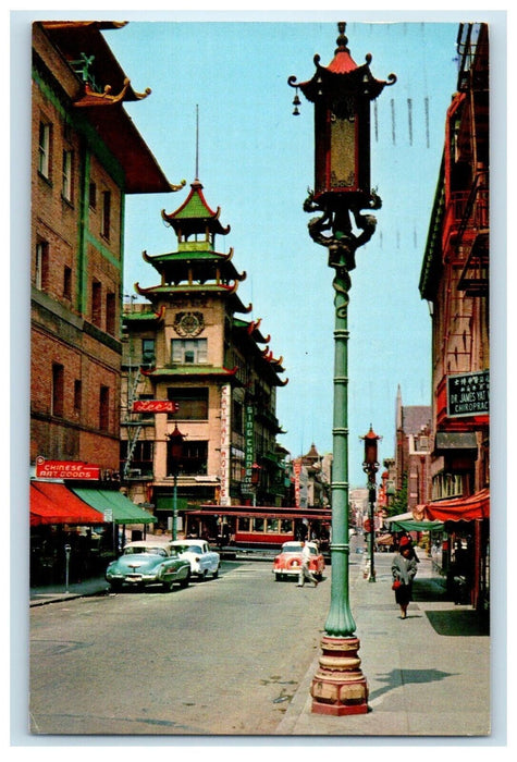1957 Scene In Chinatown San Francisco California CA Posted Vintage Postcard