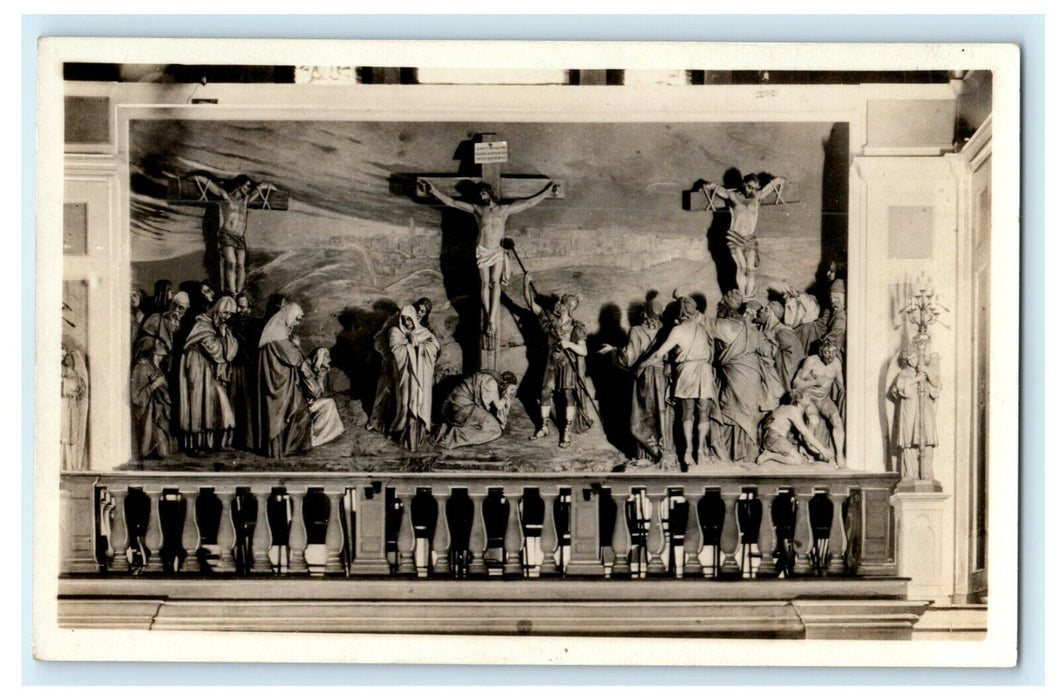 Altar of Calvary Franciscan Monastery Washington DC Vintage RPPC Photo Postcard
