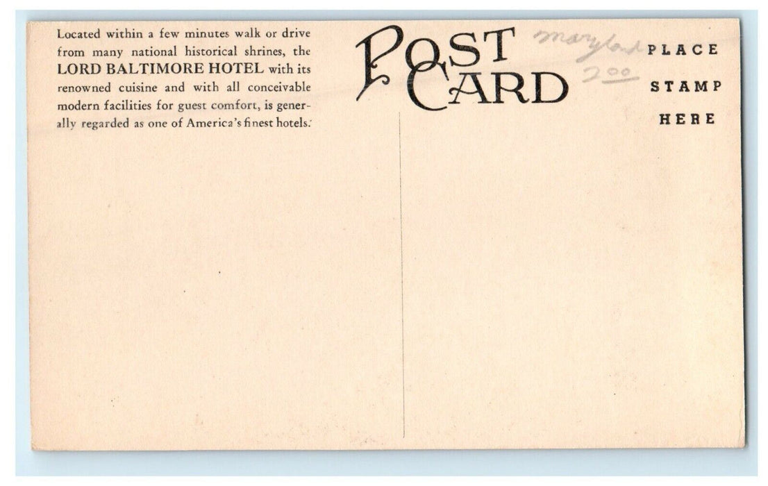 c1940's Chapel US Naval Academy Lord Baltimore Hotel Annapolis MD Postcard