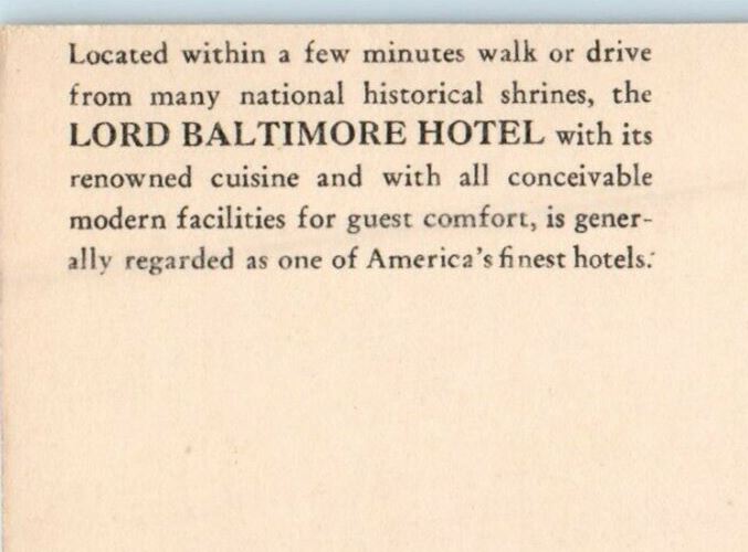 c1940's Chapel US Naval Academy Lord Baltimore Hotel Annapolis MD Postcard
