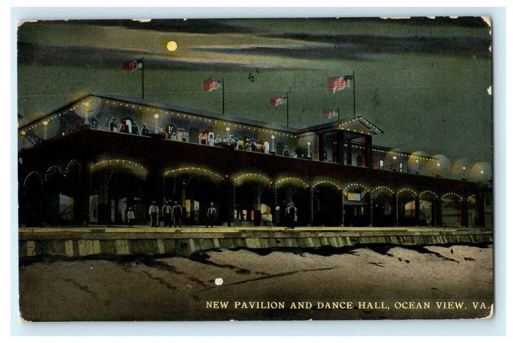 1912 New Pavilion and Dance Hall Ocean View Virginia VA Posted Antique Postcard