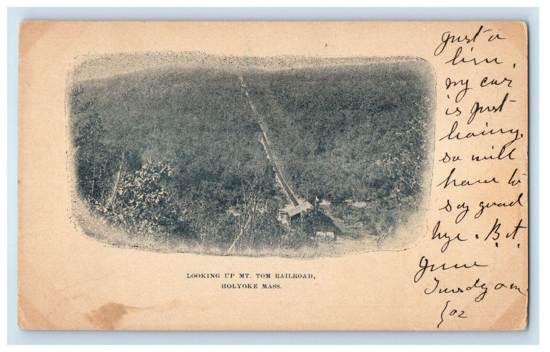 1902 Looking Up Mt. Tom Railroad Holyoke Massachusetts MA PMC Postcard