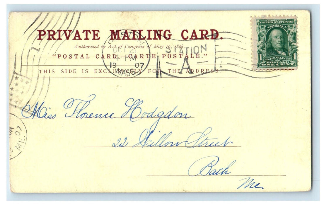 1907 Minuteman Monument Lexington Massachusetts MA PMC Posted Postcard
