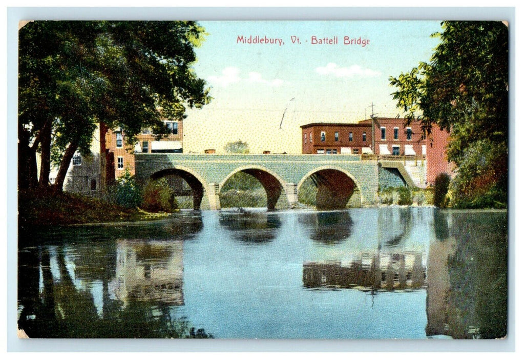 1907 Battell Bridge Middlebury Vermont VT Posted Antique Postcard