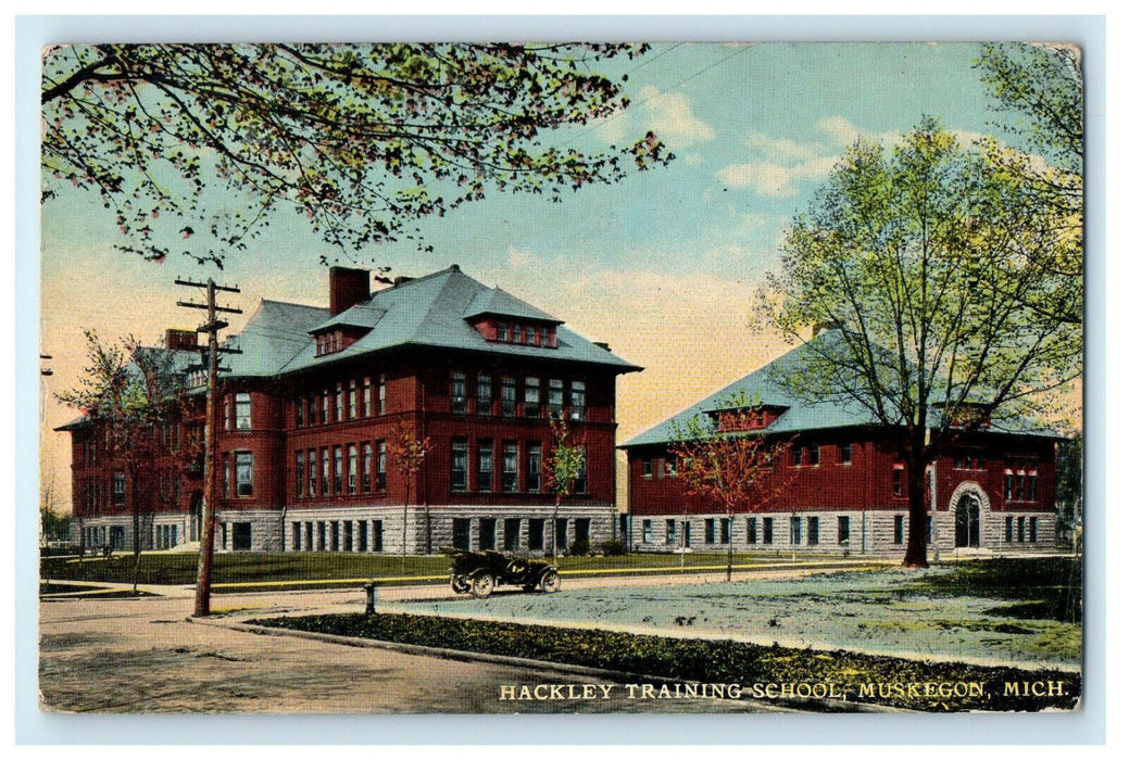 1912 Hackley Training School, Muskegon, Michigan MI Posted Antique Postcard