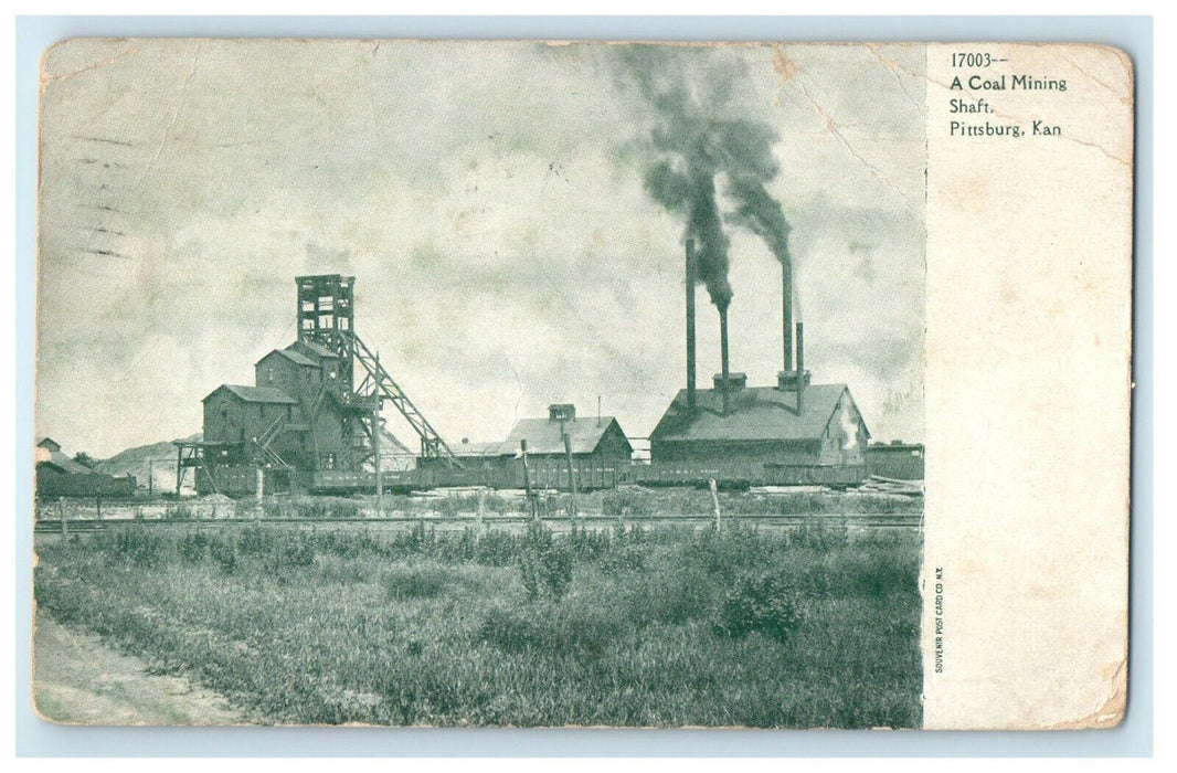 1909 A Coal Mining Shaft Pittburg Kansas KS Antique Posted Postcard