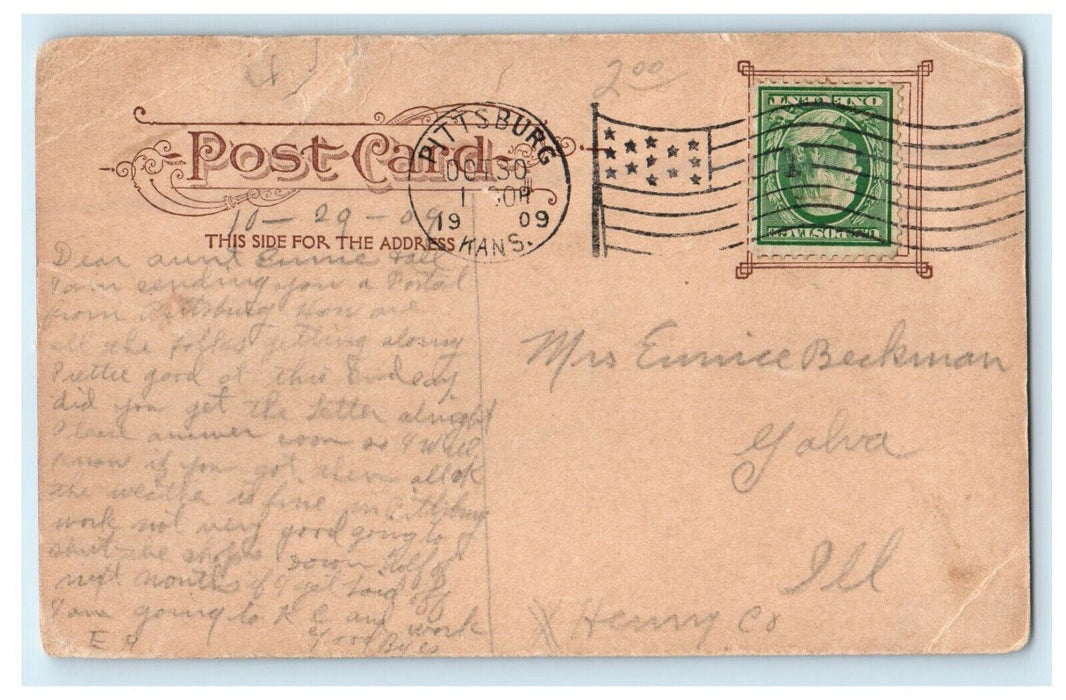 1909 A Coal Mining Shaft Pittburg Kansas KS Antique Posted Postcard