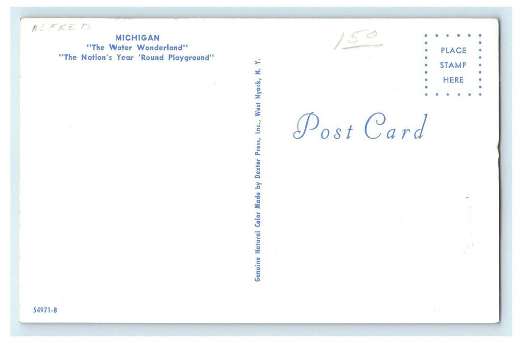 Greetings From The Water Wonderland Michigan MI Big Letters Multiview Postcard