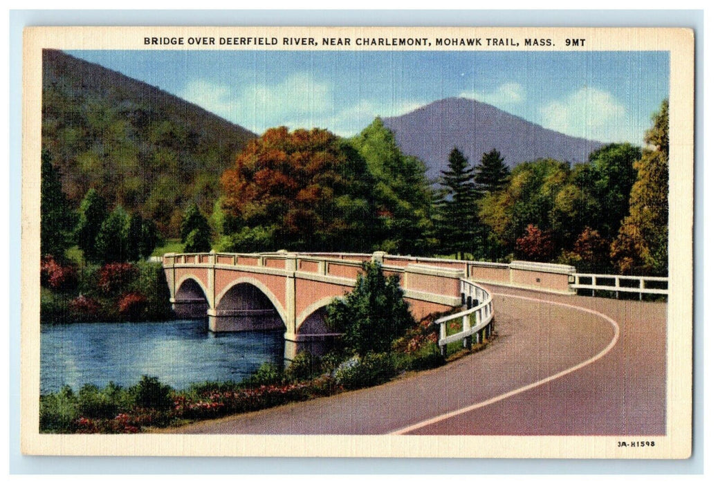 c1930's Bridge Over Deerfield River Near Charlemont Mohawk Trail MA Postcard