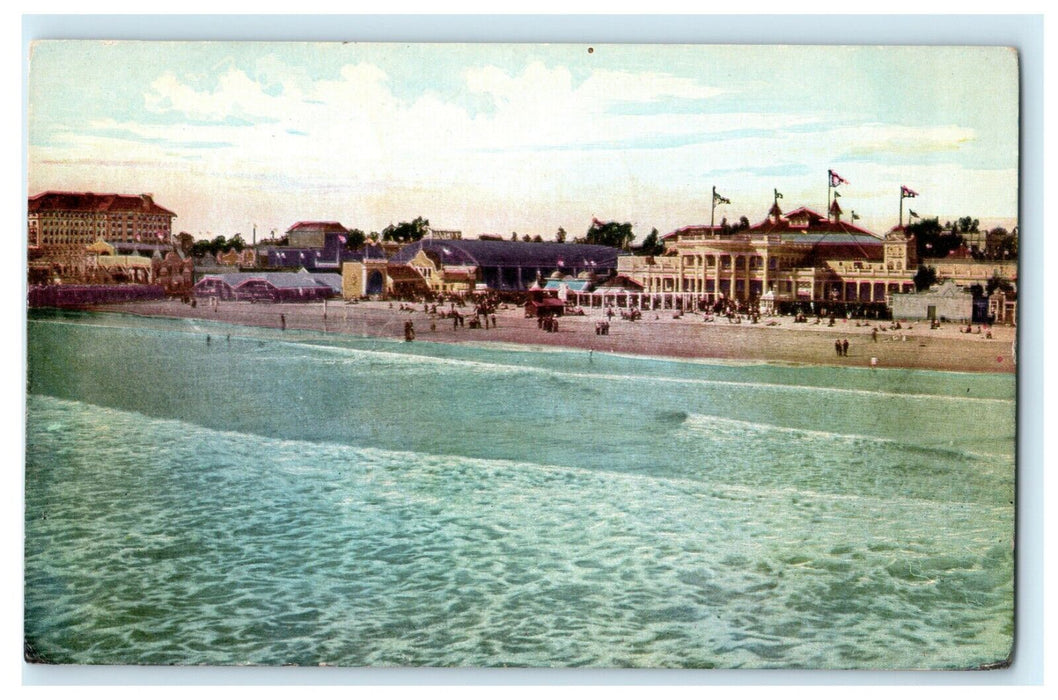 c1910 Tilton's Trolley Advertising Long Beach Harbor California CA Postcard