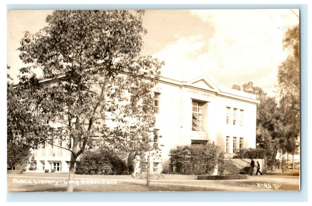 c1910 Public Library Long Beach California CA RPPC Photo Antique Postcard