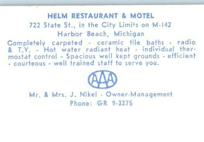 c1950's Helm Restaurant And Motel View Harbor Beach Michigan MI Postcard
