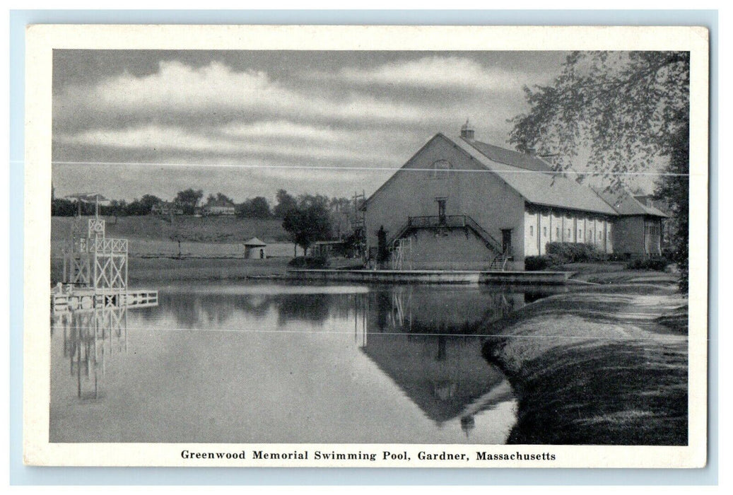 c1940's Greenwood Memorial Swimming Pool Gardner Massachusetts MA Postcard