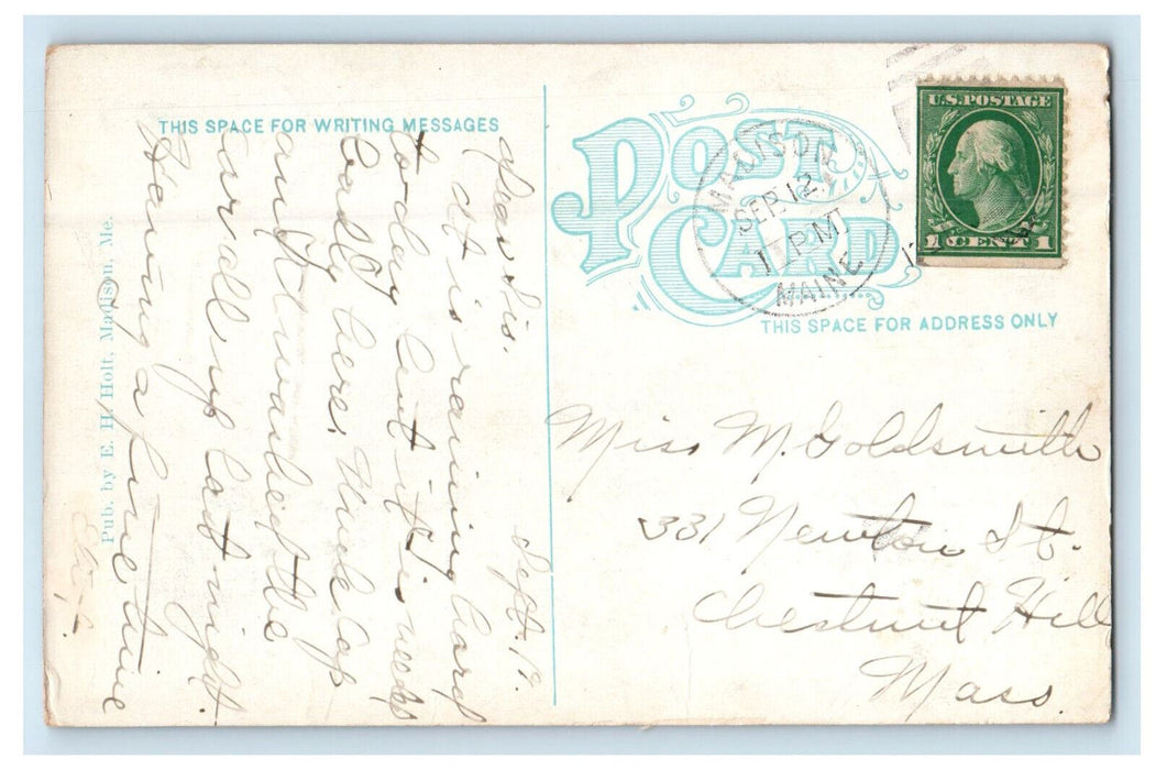 1921 Cross Monument, Old Point Norridgewock Maine ME Posted Antique Postcard