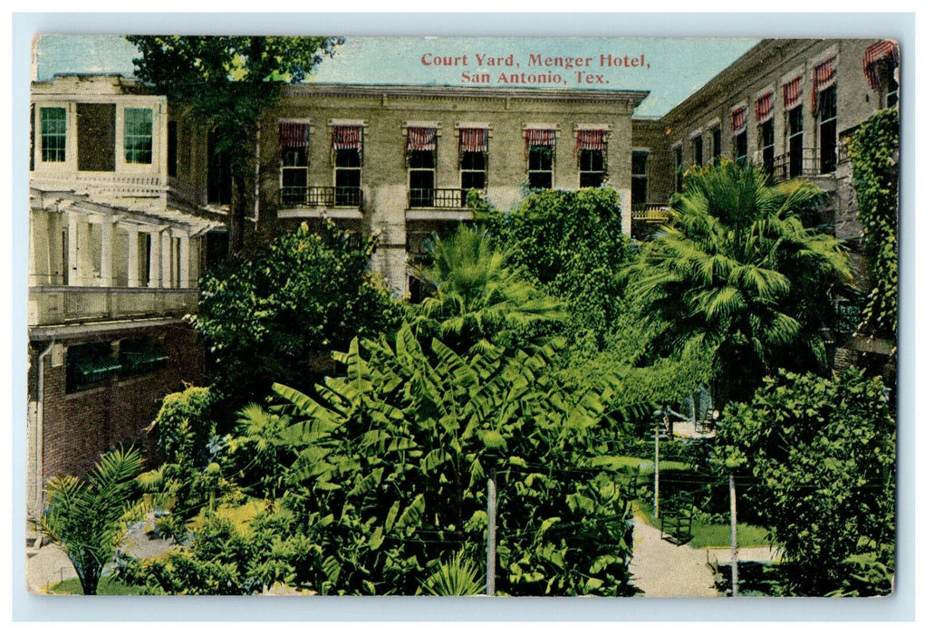 c1910s Court Yard Menger Hotel, San Antonio Texas TX Unposted Antique Postcard