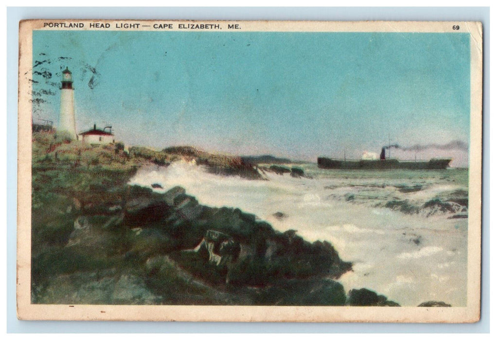 1935 Portland Head Light Cape Elizabeth Maine ME Wells Maine ME Postcard