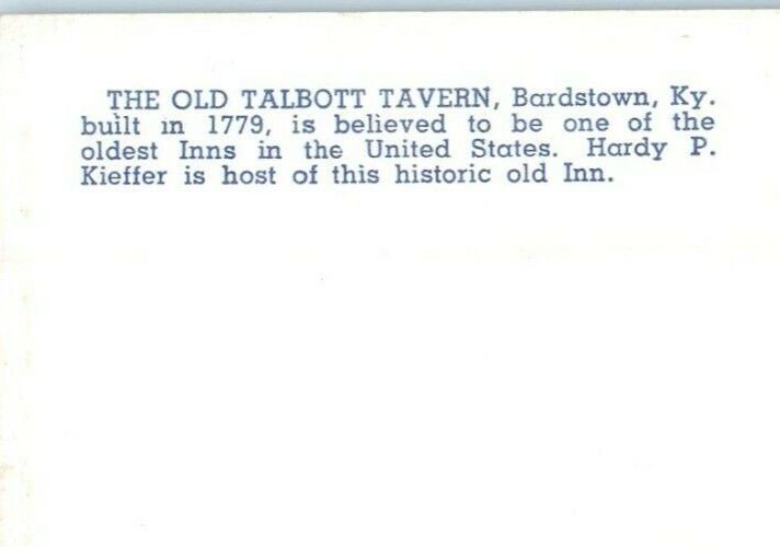 c1940's The Old Talbott Tavern Bardstown Kentucky KY, An Old Stone Inn Postcard