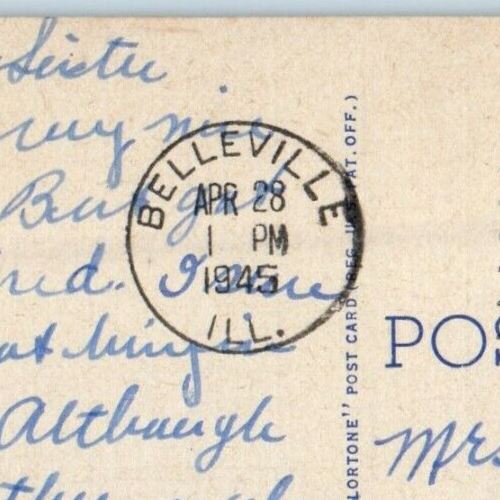 1945 View Of East Main Street Cars Belleville Illinois IL Vintage Postcard