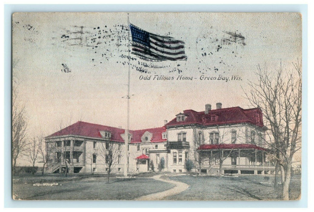 1909 Old Fellows Home Green Bay Wisconsin WI Posted Antique Postcard