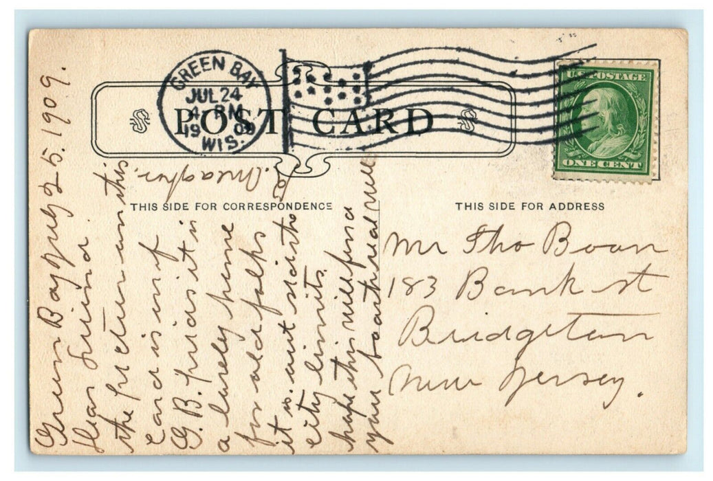1909 Old Fellows Home Green Bay Wisconsin WI Posted Antique Postcard