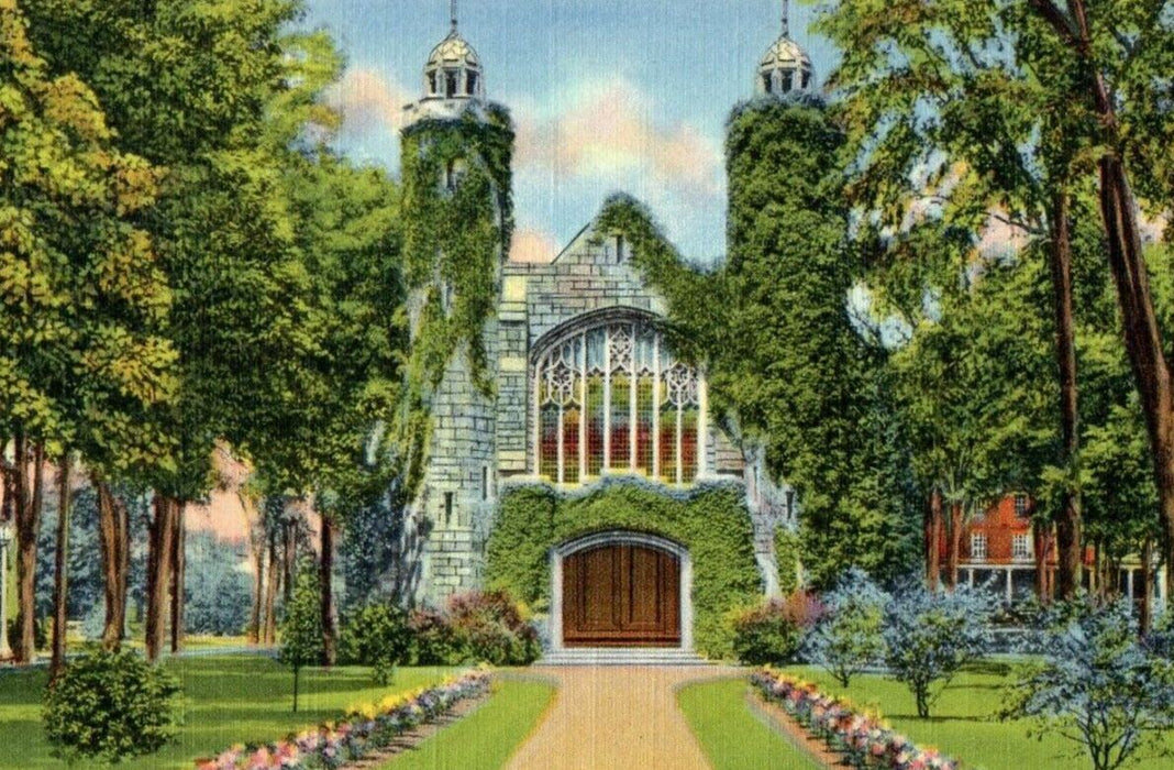 c1940's View Of The Chapel Bates College Lewiston Maine ME Vintage Postcard