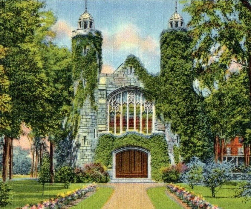 c1940's View Of The Chapel Bates College Lewiston Maine ME Vintage Postcard