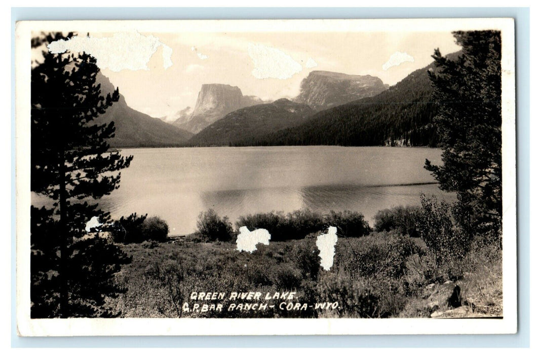 c1940's Green River Lake Ranch Cora Wyoming WY RPPC Photo Antique Postcard