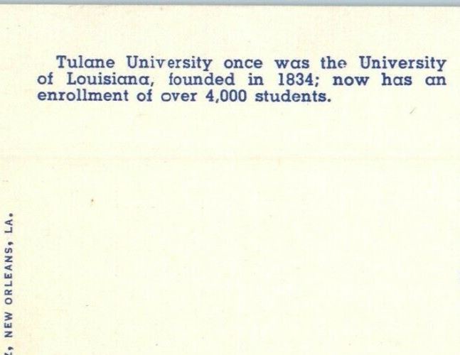 c1940's View Of Tulane University Campus New Orleans Louisiana LA Postcard