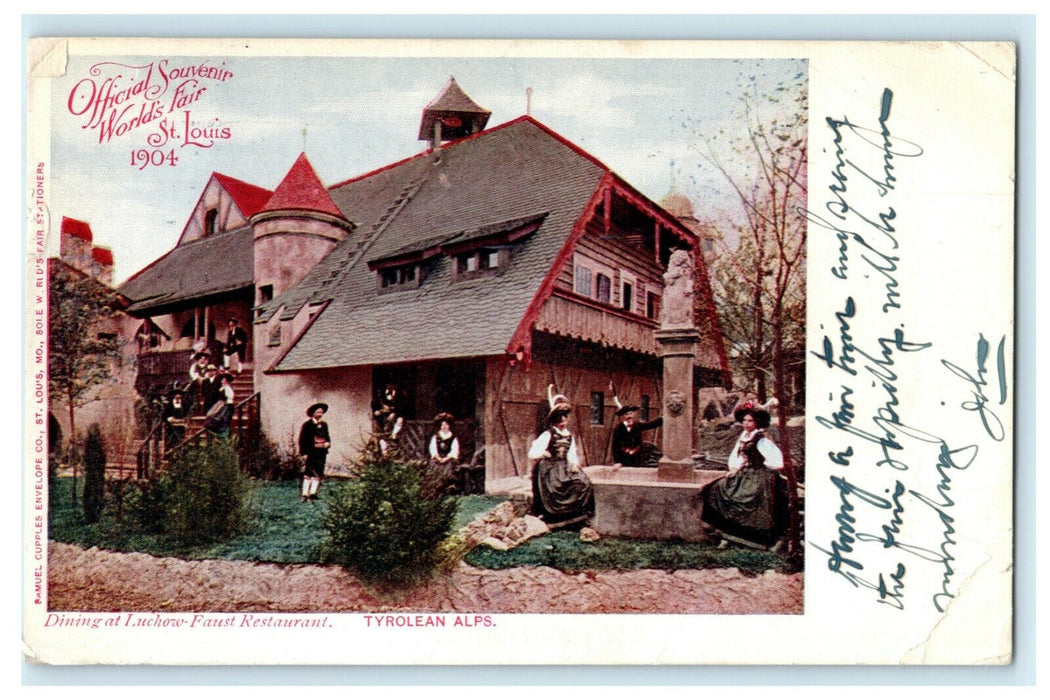 1904 Tyrolean Alps Luchow-Faust Restaurant World's Fair St. Louis Postcard