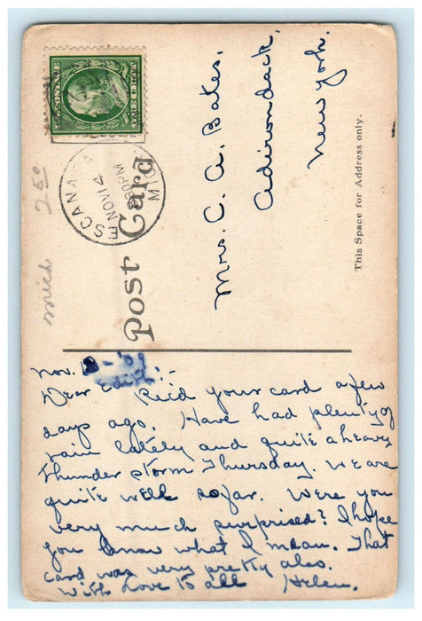 1909 New Concrete Dam of Escanaba Light and Power Co. Michigan MI Postcard