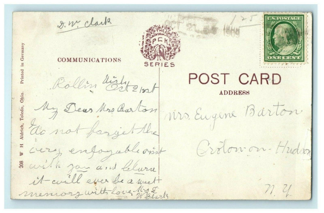 1909 Methodist Church Hudson Michigan MI Posted Antique Postcard