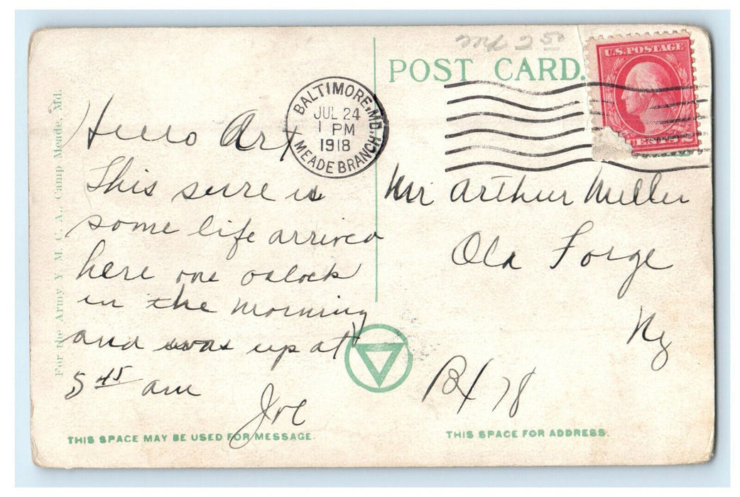 1918 Drill Field Showing Division Headquarters Camp Meade Maryland Postcard