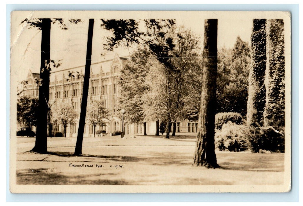 1935 Educational Hall University of Washington Posted RPPC Photo Postcard