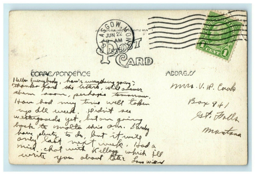 1935 Educational Hall University of Washington Posted RPPC Photo Postcard
