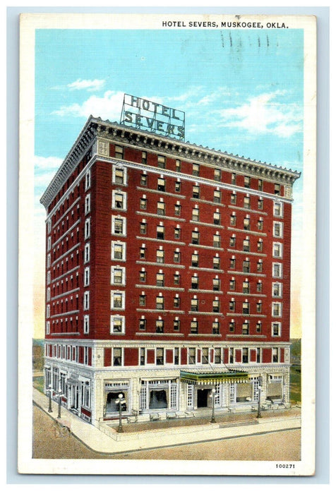 c1930's Hotel Severs Building Muskogee Oklahoma OK Posted Vintage Postcard