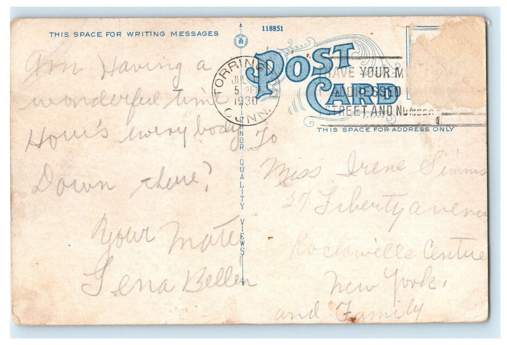 1930 High School Torrington Connecticut CT Antique Postcard