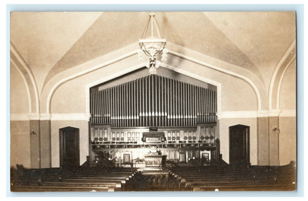 1910 Church Organ Interior Xenia Ohio OH Comment RPPC Photo Antique Postcard