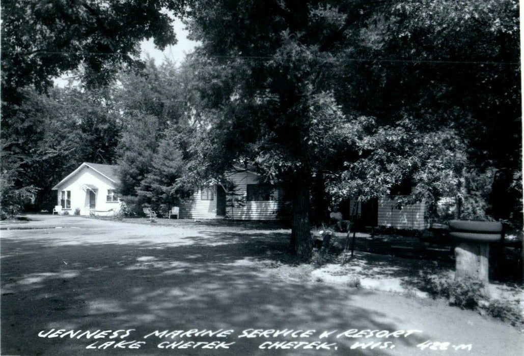 c1940's Jenness Marine Service Resort Lake Chetek Wisconsin RPPC Photo Postcard