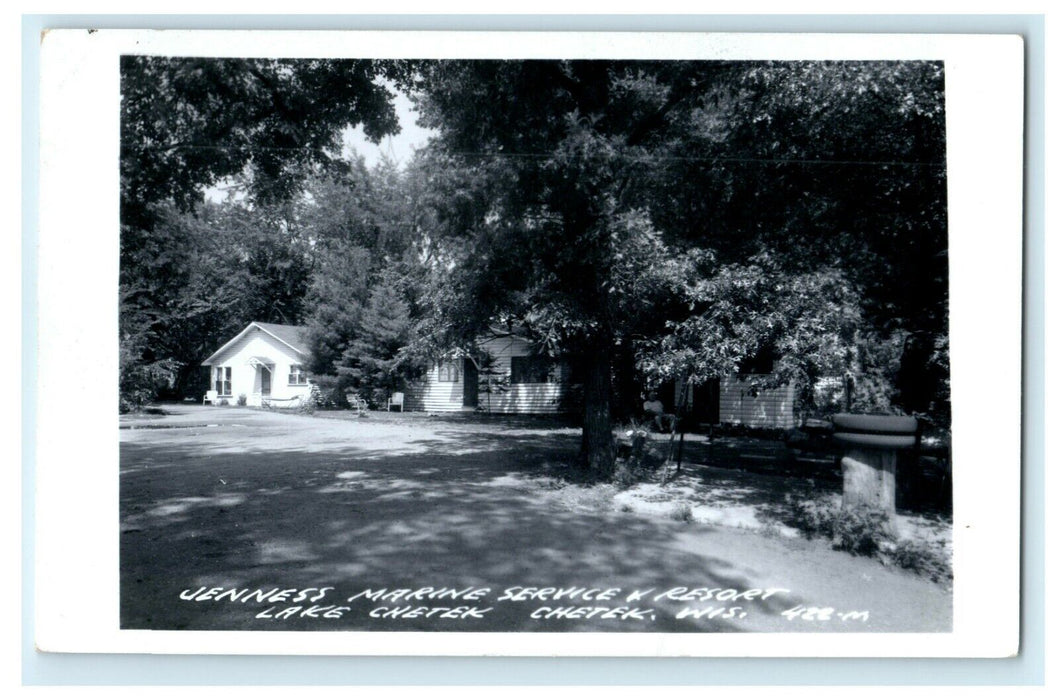 c1940's Jenness Marine Service Resort Lake Chetek Wisconsin RPPC Photo Postcard