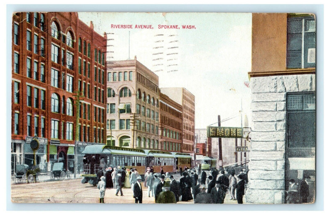 1910 Riverside Avenue Spokane Washington WA Posted Antique Postcard